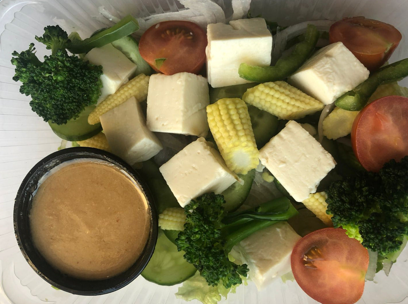 Tofu and Seasonal Vegetable Salad with Peanut /Sesame dressing